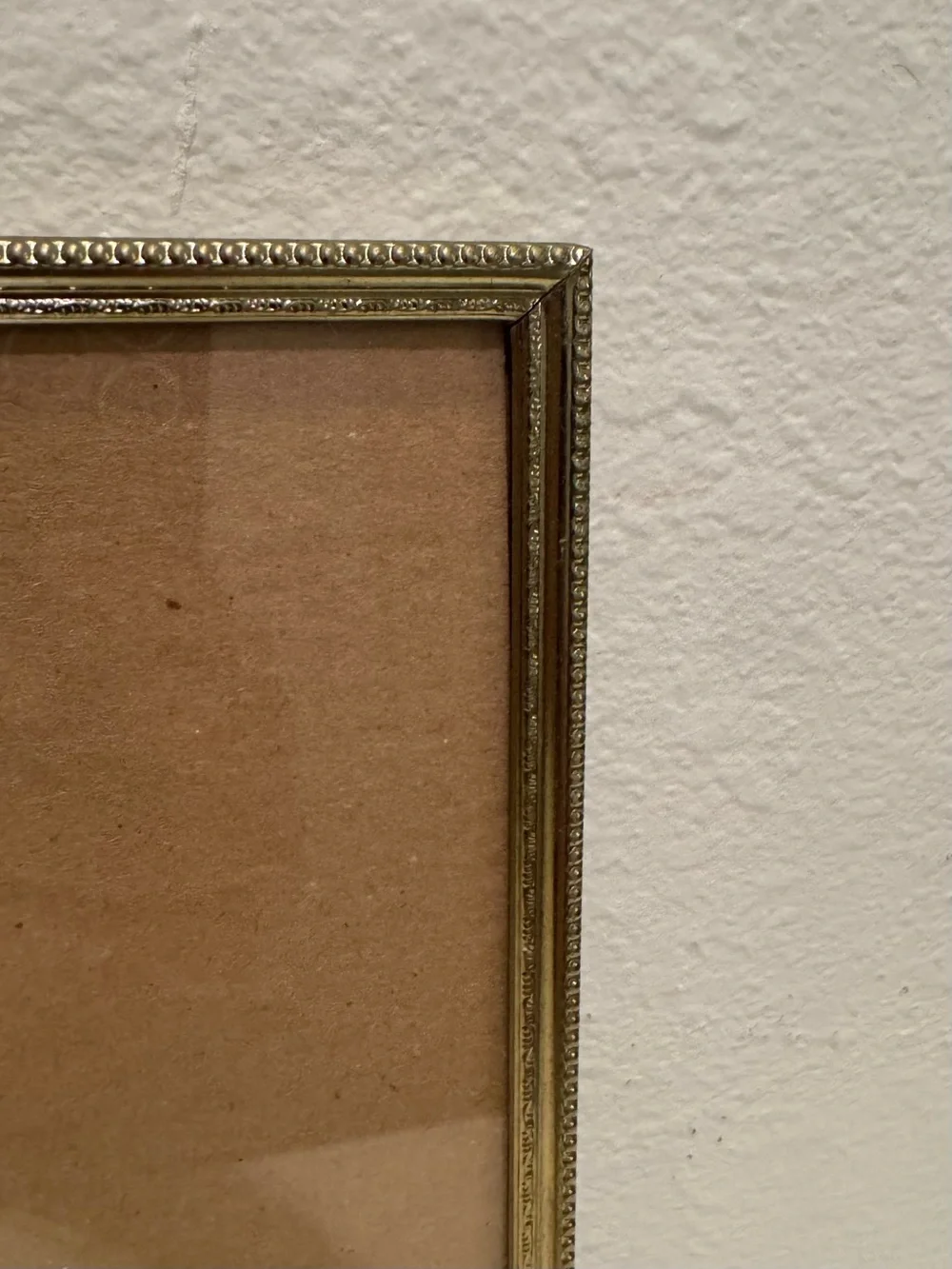 Vintage Brass 8x10 Picture Frame with Beaded Edge Detail & Floral Etched Design